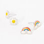 Sterling Silver Rainbow Daisy Stud Earrings - 2 Pack,