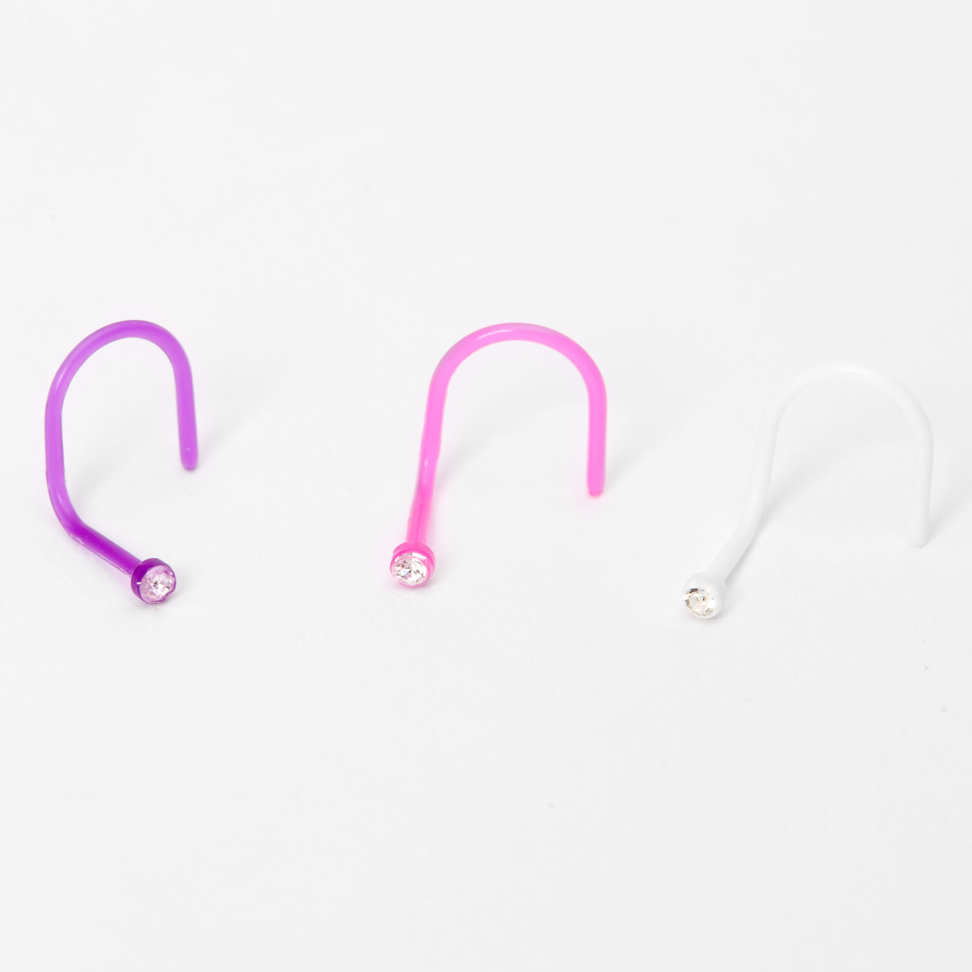 Neon Pink Purple Crystal Nose Studs 3 Pack Icing Us