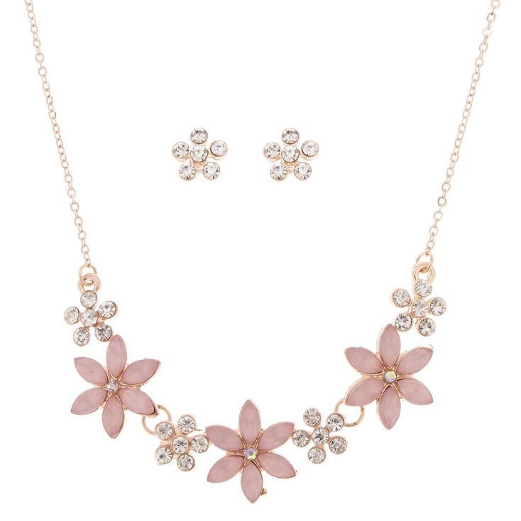 Rose Gold Floral Jewelry Set - Pink, 2 Pack,