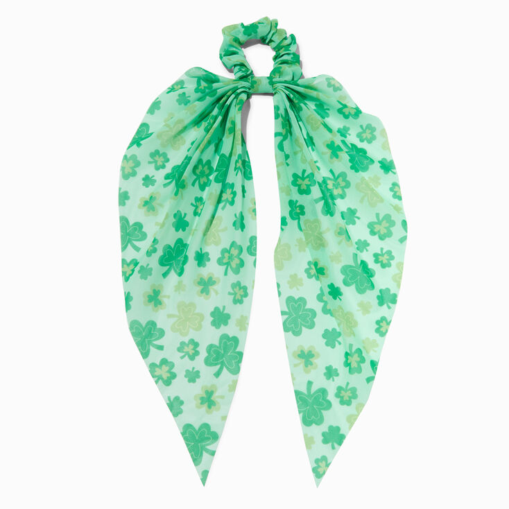 Shamrock-Print Scarf Hair Scrunchie,