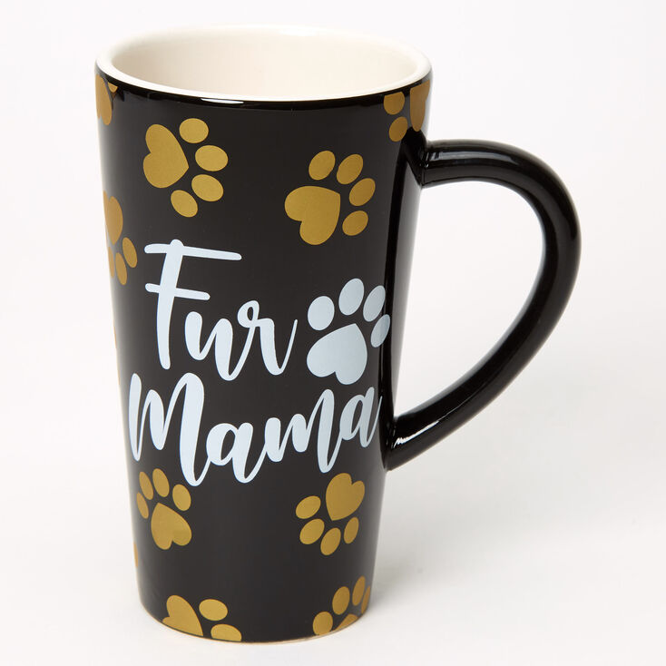 Fur Mama Paw Print Ceramic Mug - Black,