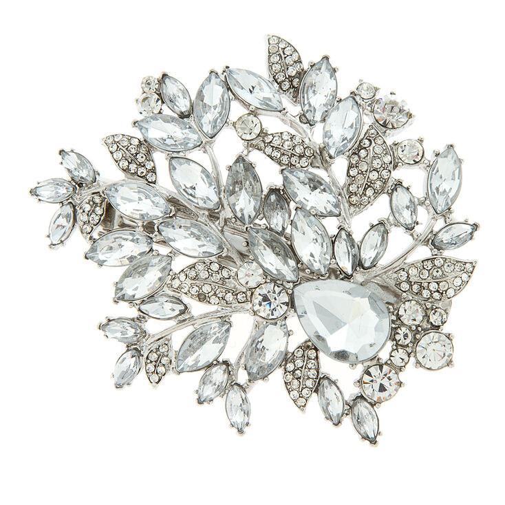 Crystal & Rhinestone Leaves Barrette,