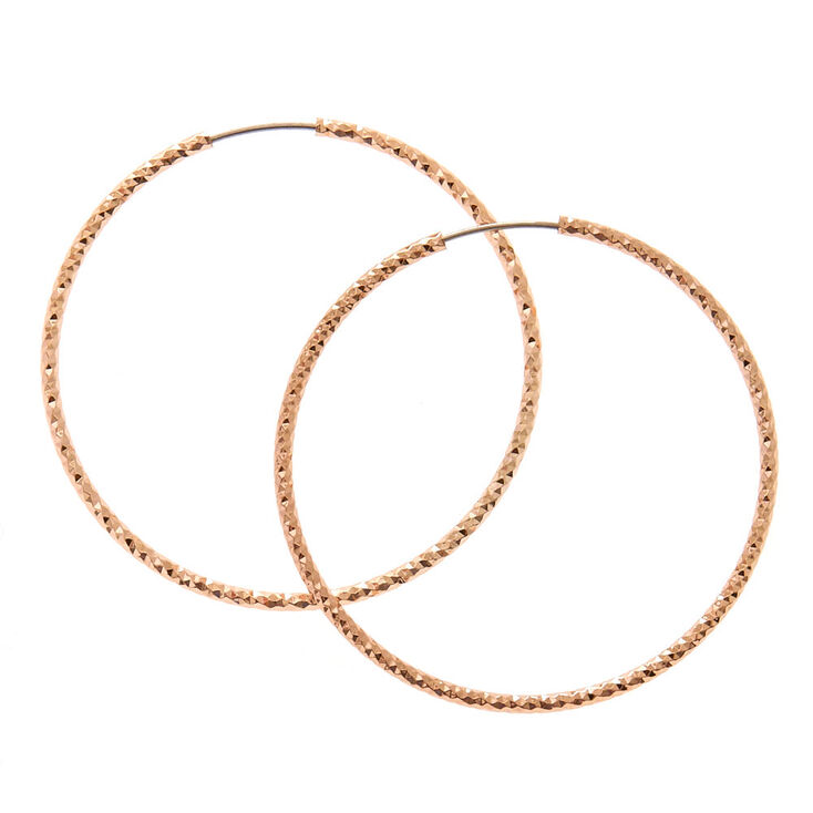 40MM Rose Gold-toned Sandblasted Hoop Earrings,