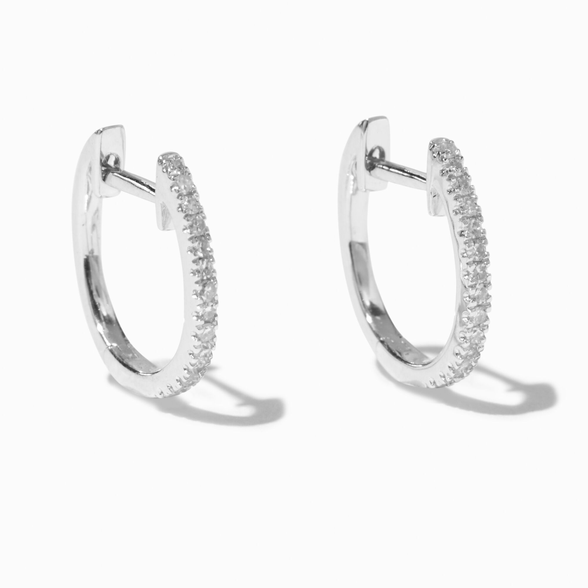 Laboratory Grown Diamond Embellished 10MM Sterling Silver Hoop