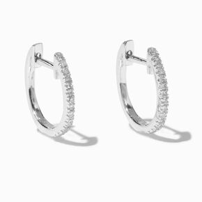 Laboratory Grown Diamond Embellished 10MM Sterling Silver Hoop Earrings 0.11 ct. tw.,