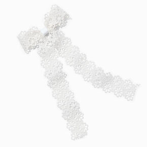 White Lacy Daisy Bow Hair Clip,
