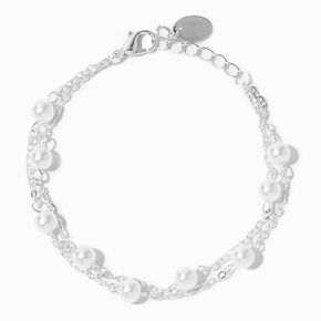 Silver Pearl Multi-Strand Bracelet,