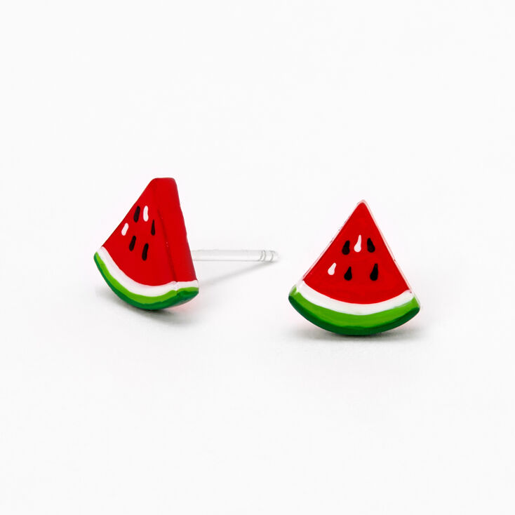 Sterling Silver Watermelon Stud Earrings,