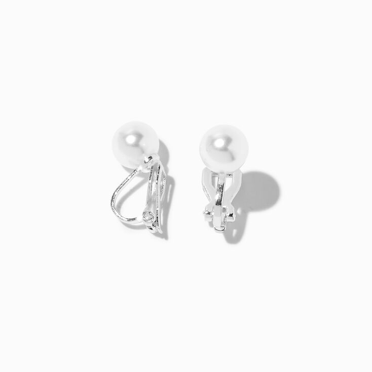 Silver 6MM Pearl Clip-On Earrings,