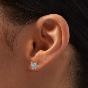 ICING Select Sterling Silver 1/10 ct. tw. Lab Grown Diamond Pav&eacute; Butterfly Stud Earrings,