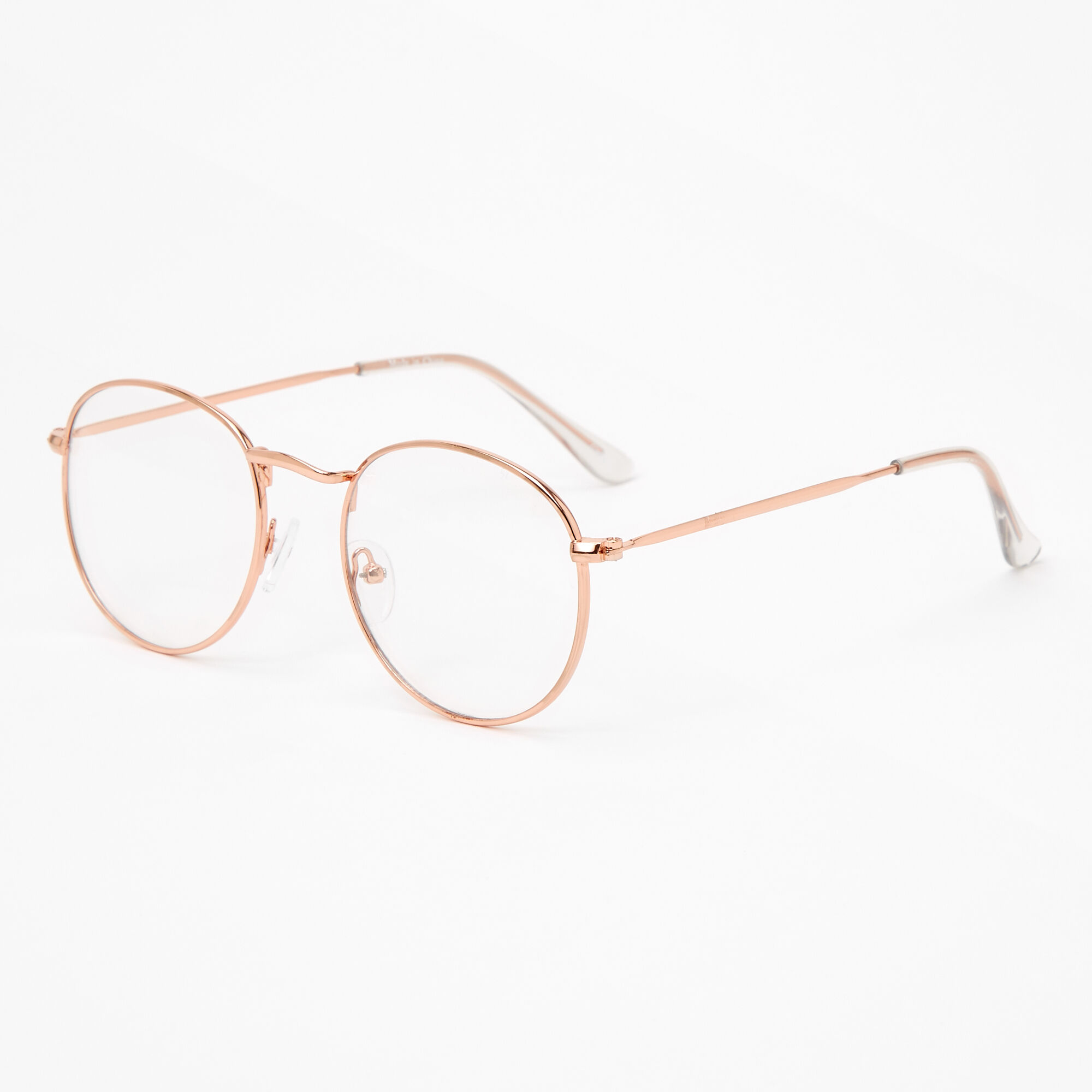 Rose Gold Round Clear Glass Frames