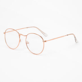 Rose Gold Round Clear Glass Frames,