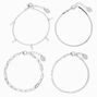 Silver Cubic Zirconia Woven Chain Bracelets - 4 Pack,