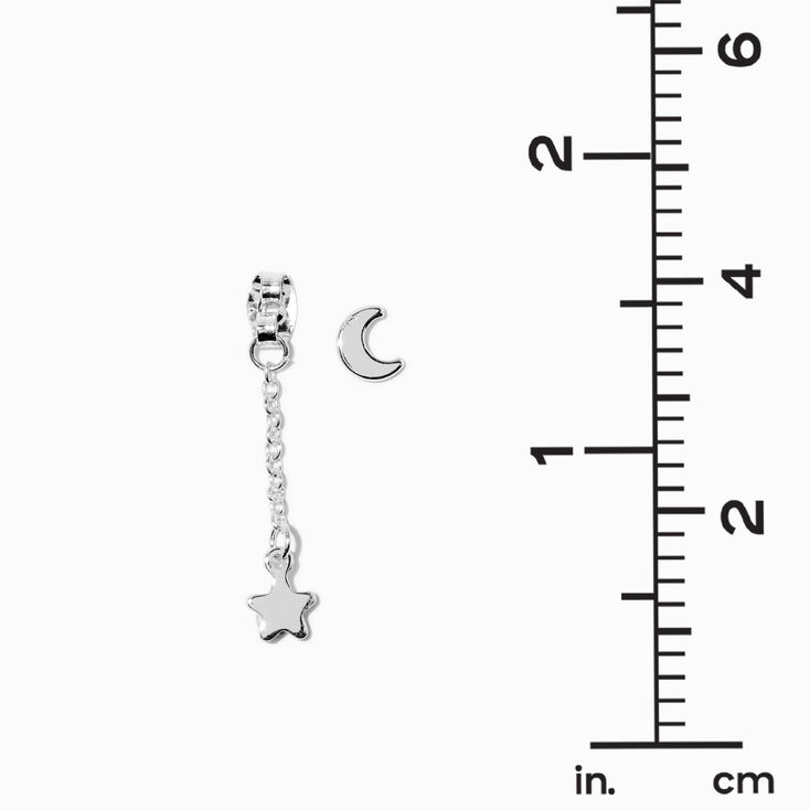 Silver-tone Front &amp; Back Celestial 1&quot; Linear Drop Earrings,