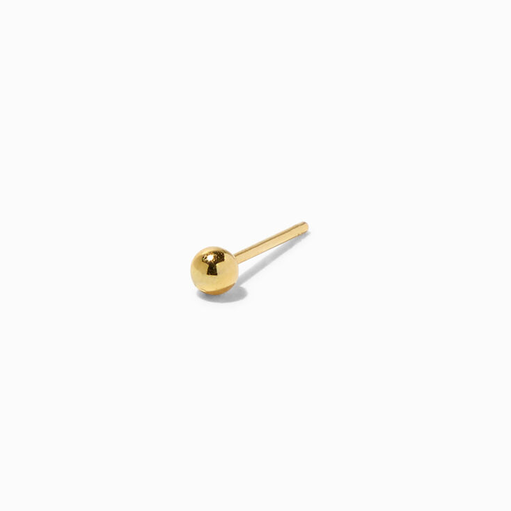 18K Gold Plated One 3MM Ball Stud Earring,