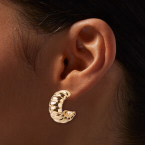 Ridged Gold-tone 20MM Hoop Earrings,