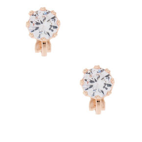 Clip On Earrings Hoops Studs Icing Us Rose Gold Cubic Zirconia 8mm Round Clip On Stud Earrings