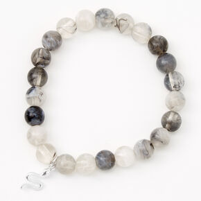 Silver Snake Marble Beaded Stretch Beacelet - Grey,