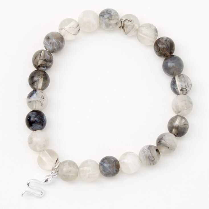 Silver Snake Marble Beaded Stretch Beacelet - Grey | Icing US