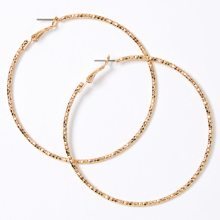 Gold Laser Cut Hoop Earrings,