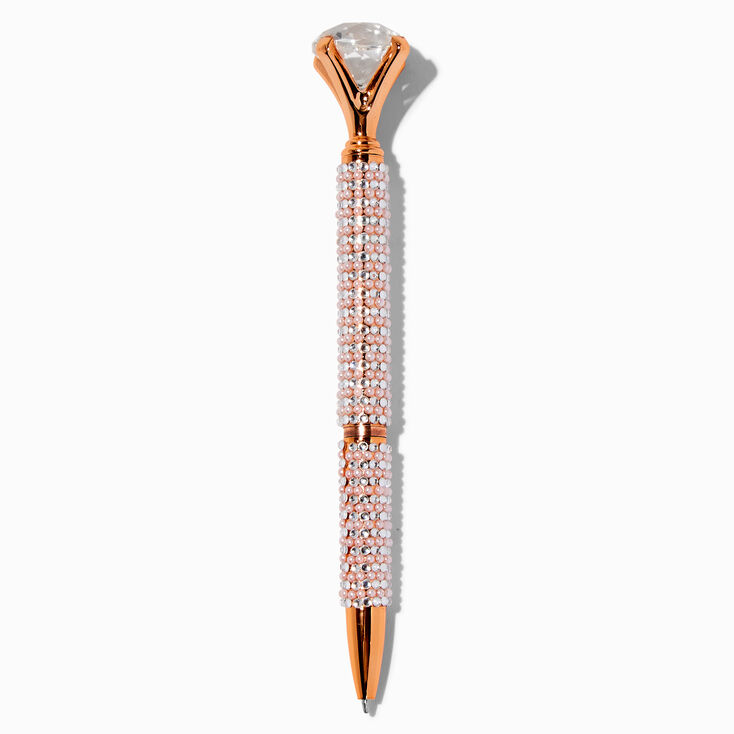 Diamond Top Pearl Studded Pen - Rose Gold,