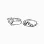 Silver-tone Cubic Zirconia Vintage-Inspired Ring Stack - 2 Pack,