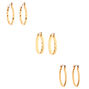 Gold 20MM Textured Hoop Earrings - 3 Pack,