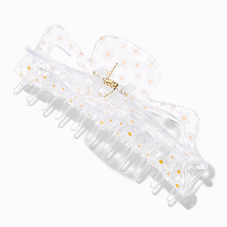Large Clear Daisy Print Hair Claw,