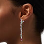 Pink Baguette Silver-tone 2.5&quot; Clip-On Drop Earrings,