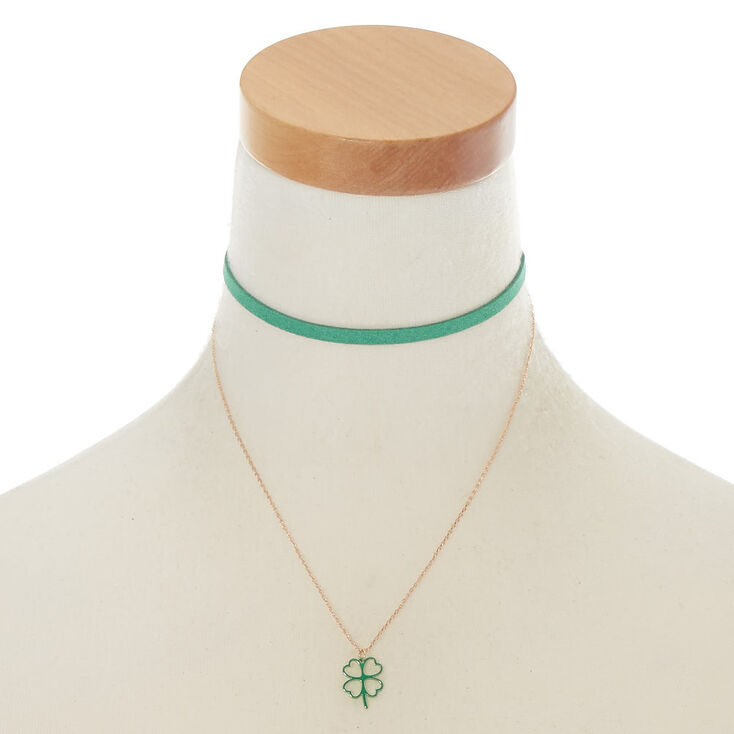 Rose Gold Shamrock Choker Necklace Set,