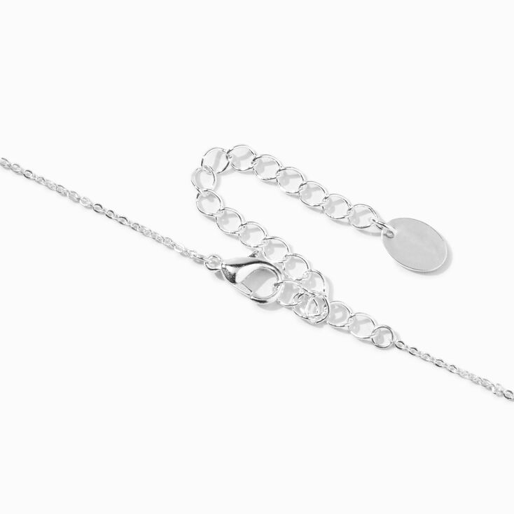 Silver Cursive Lowercase Initial Pendant Necklace - E,