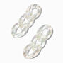 Clear Iridescent Chain Link 2&quot; Drop Earrings,