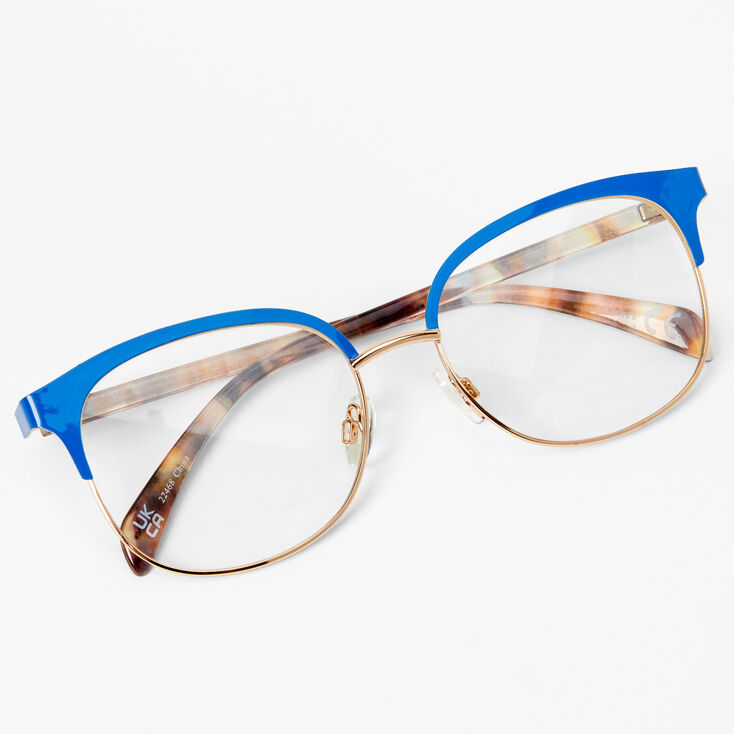 Navy Blue Tortoiseshell Browline Clear Lens Frames,
