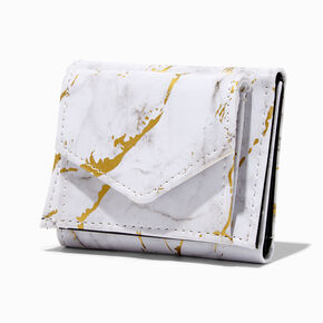 White &amp; Gold Marble Trifold Wallet,