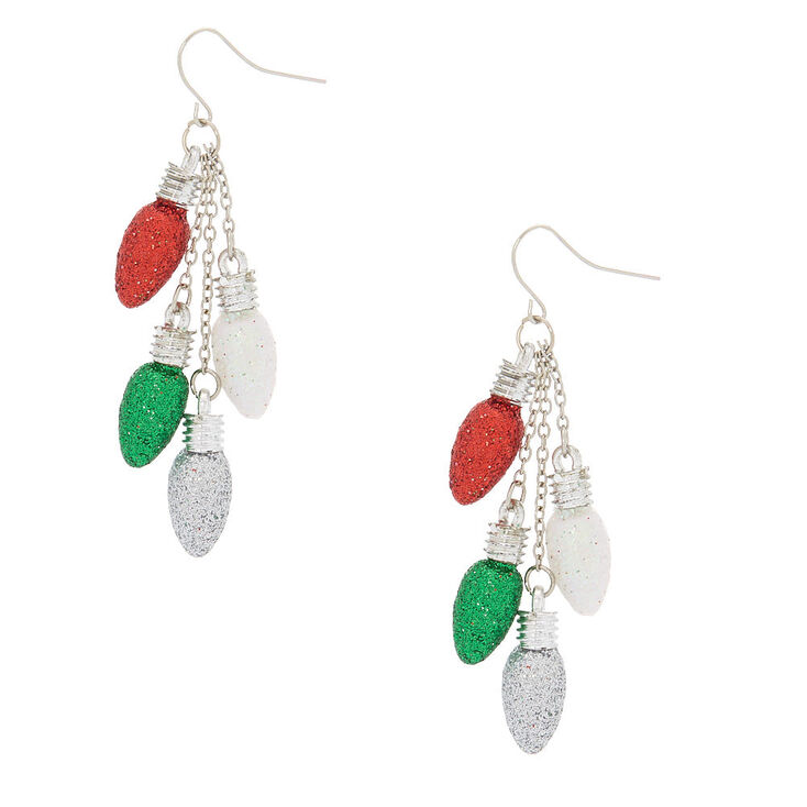 Download Silver 2.5" Christmas Lights Drop Earrings | Icing US