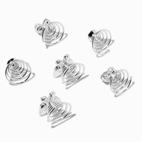 Silver-tone Mixed Butterfly Hair Spinners - 6 Pack,