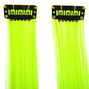 Faux Hair Clip In Extensions - Neon Yellow, 2 Pack,