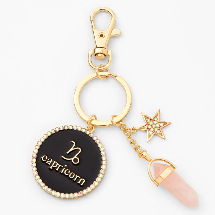 Gold Mystical Gem Zodiac Keychain - Capricorn