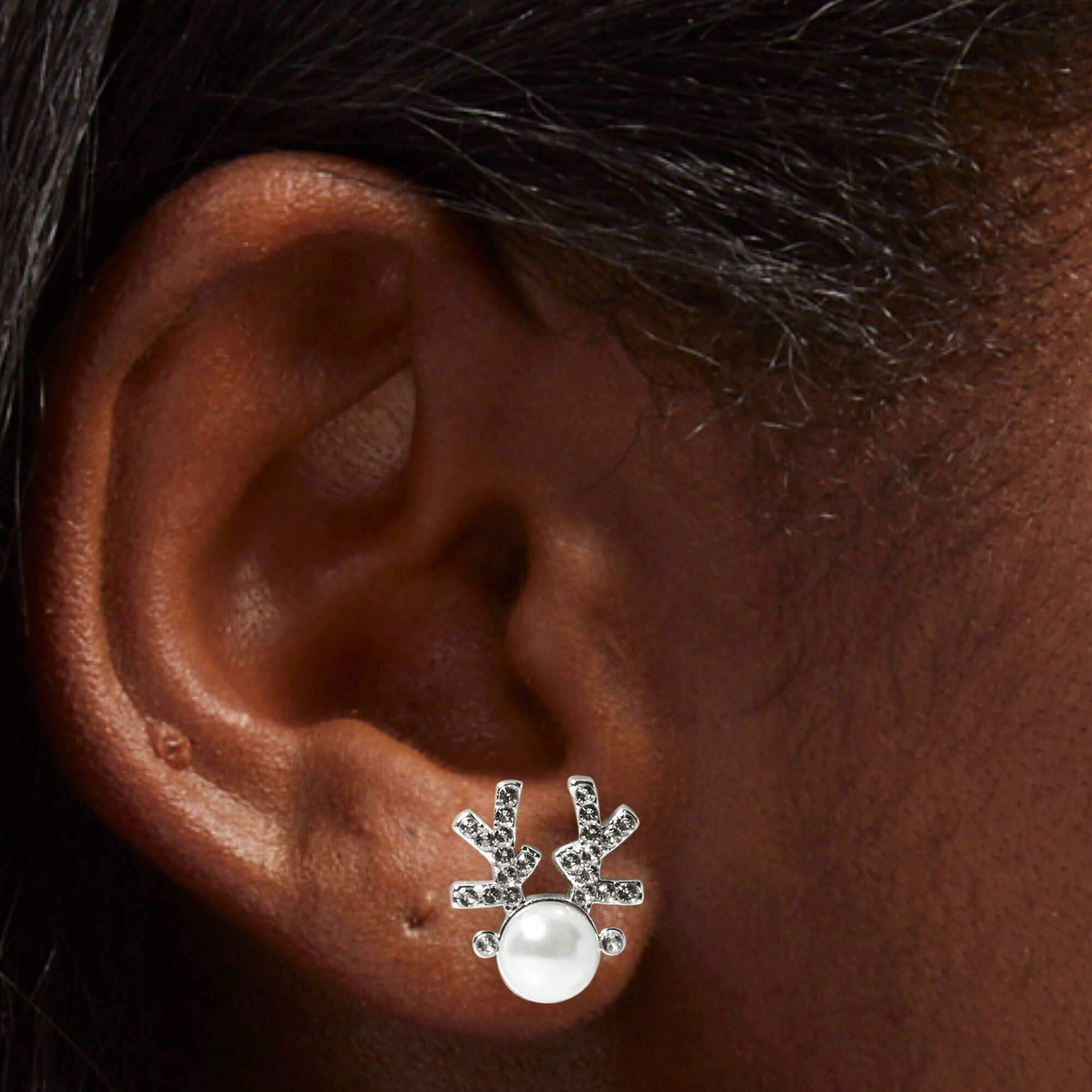 Reindeer Pearl Stud Earrings Icing US
