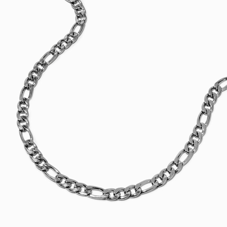 Silver-tone Stainless Steel 8MM Figaro Chain Necklace,