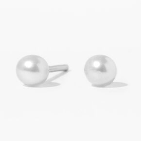 14kt White Gold 3mm Pearl Studs Ear Piercing Kit with Ear Care Solution,