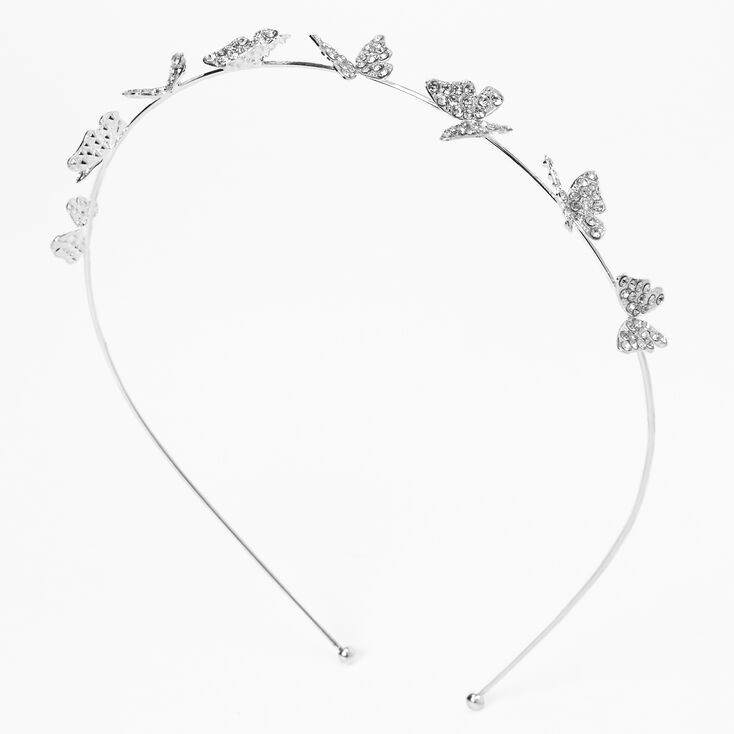 Silver Pav&eacute; Butterfly Headband,