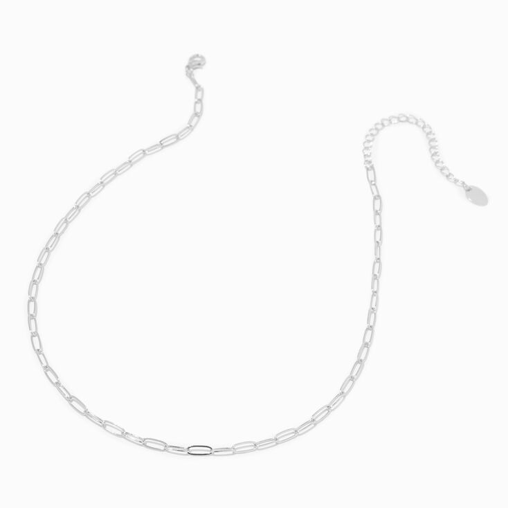 Silver Paper Clip Chain Necklace,