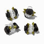 Black Satin Rose Hair Claws - 4 Pack,
