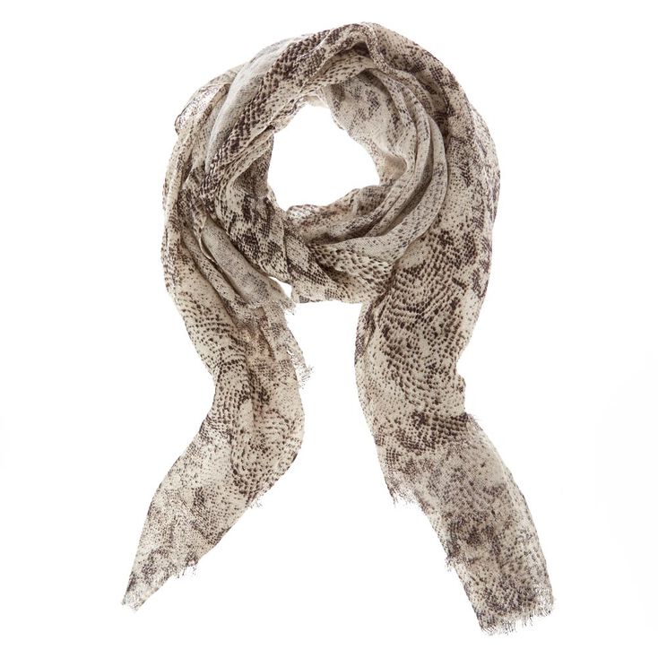 Black & White Knit Snake Print Scarf,
