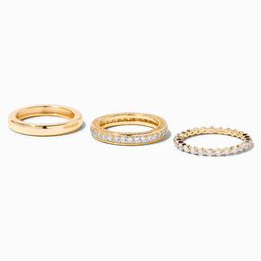 Icing Select 18k Gold Plated Cubic Zirconia Stackable Rings - 3 Pack,