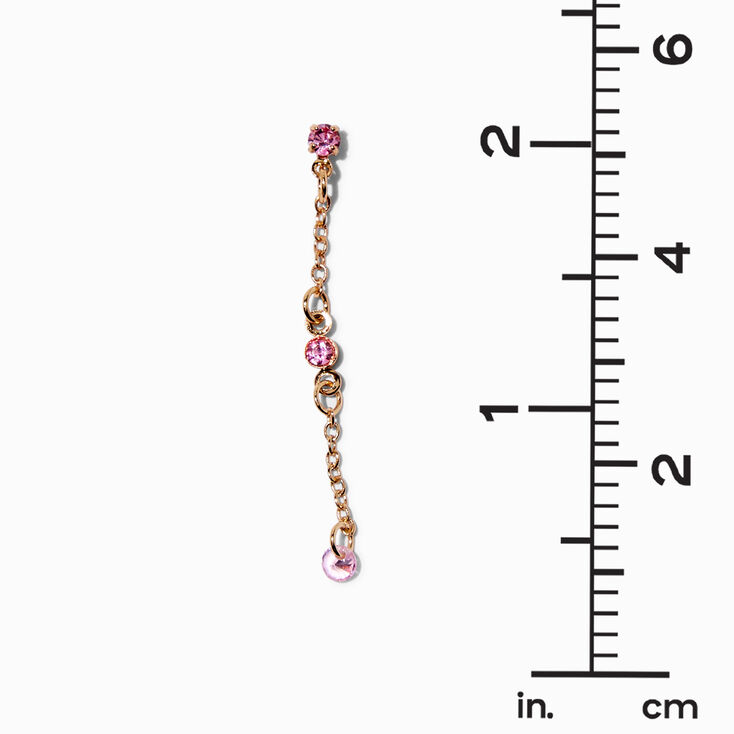Pink Cubic Zirconia Gold-tone 1.5&quot; Drop Earrings,