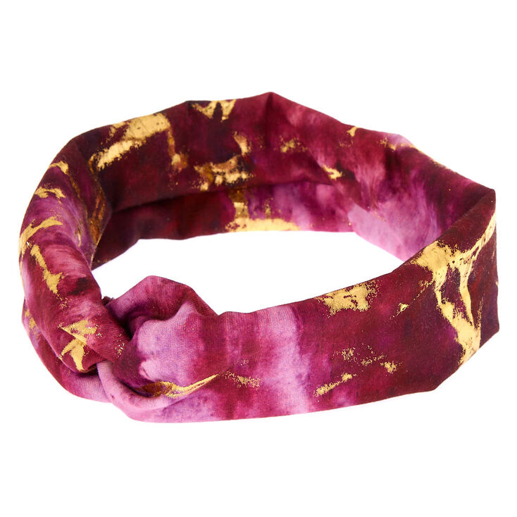 Metallic Marble Wide Jersey Headwrap - Purple,