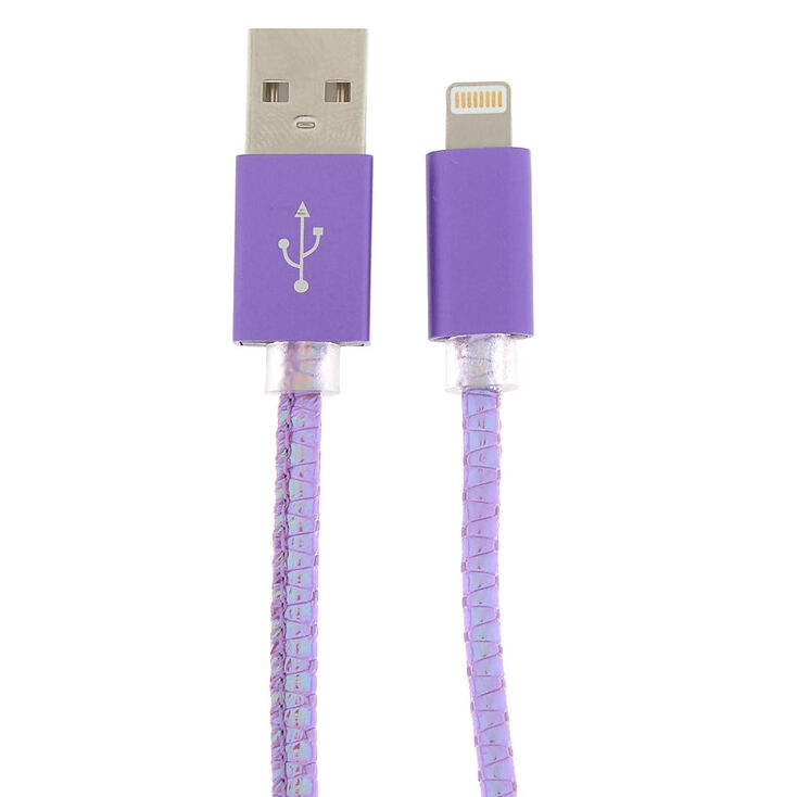 Holographic Lightning USB Cord - Purple,