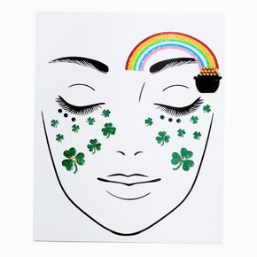 St. Patrick&#39;s Day Rainbow &amp; Pot of Gold Face Stickers,